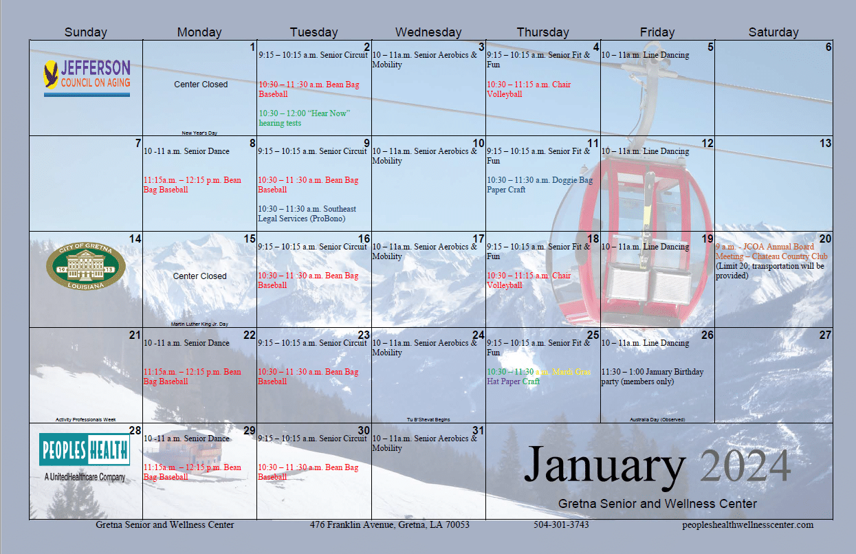 2024 Senior Calendar Of Trips, Activities, And Events 2024 Senior Calendar Of Trips, Activities, And Events