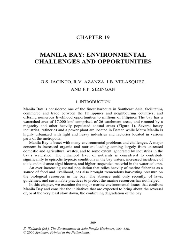 Can Manila Bay Maintain Its Current Health?  Challenges And Opportunities