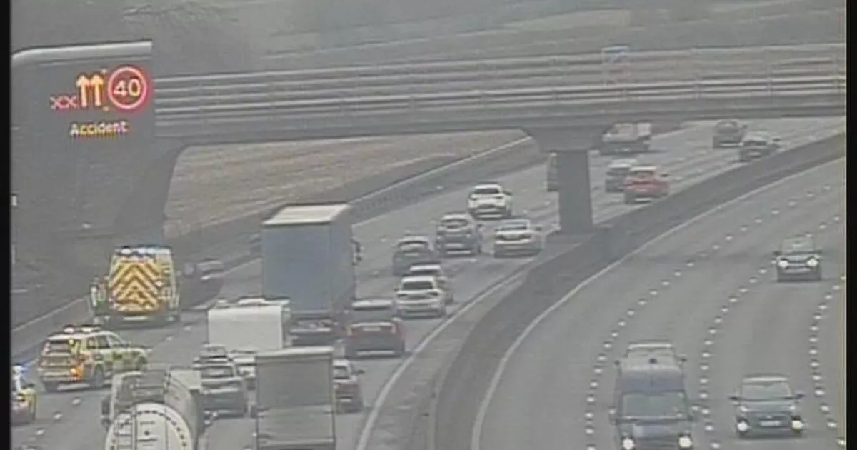 Emergency Services Respond To M56 Crash: Car Overturn Emergency Services Respond To M56 Crash: Car Overturn