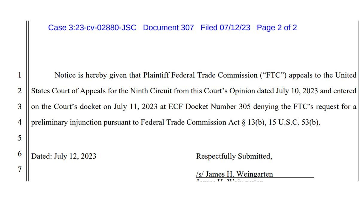 FTC's Appeal Challenges Judge's Ruling On Microsoft-Activision Merger