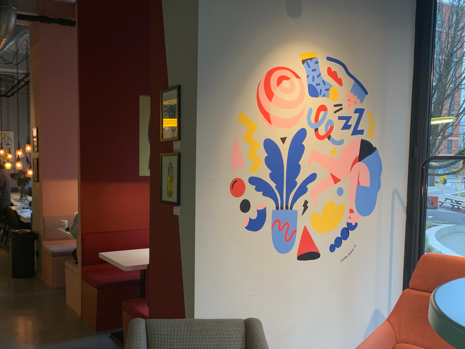 Marjolein Faber's Ribbon Gate Inspired Mural At Amsterdam Cafe For Kings Day Marjolein Faber's Ribbon Gate Inspired Mural At Amsterdam Cafe For Kings Day