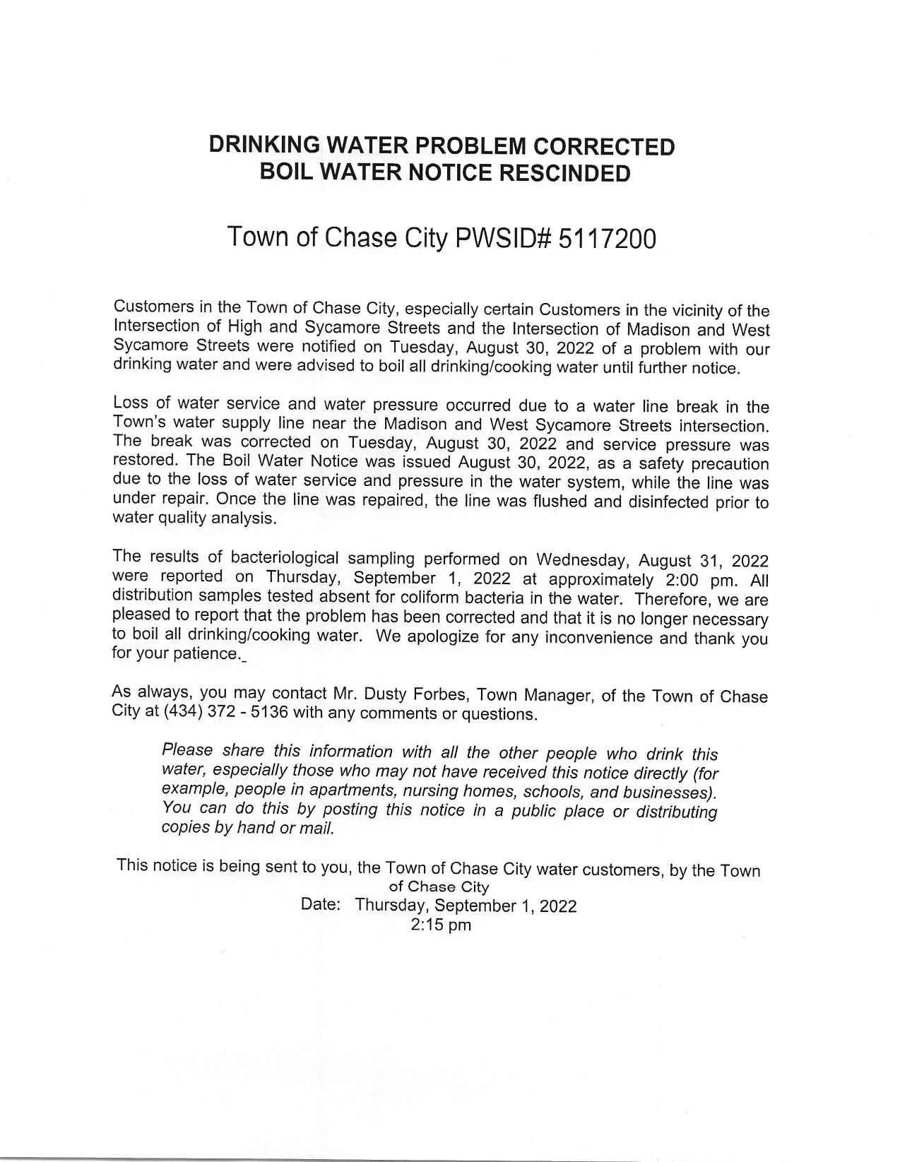 Pulaski Boil Water Notice Extended To Saturday Pulaski Boil Water Notice Extended To Saturday