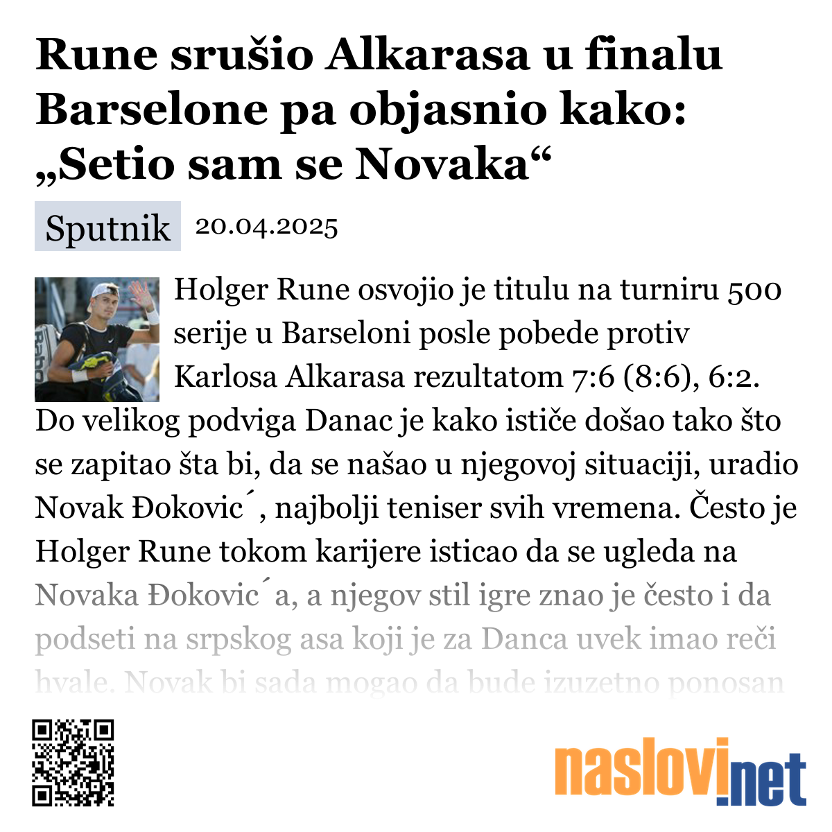 Rune Pobeđuje Alkarasa U Finalu Barselone Uprkos Povrede Rune Pobeđuje Alkarasa U Finalu Barselone Uprkos Povrede