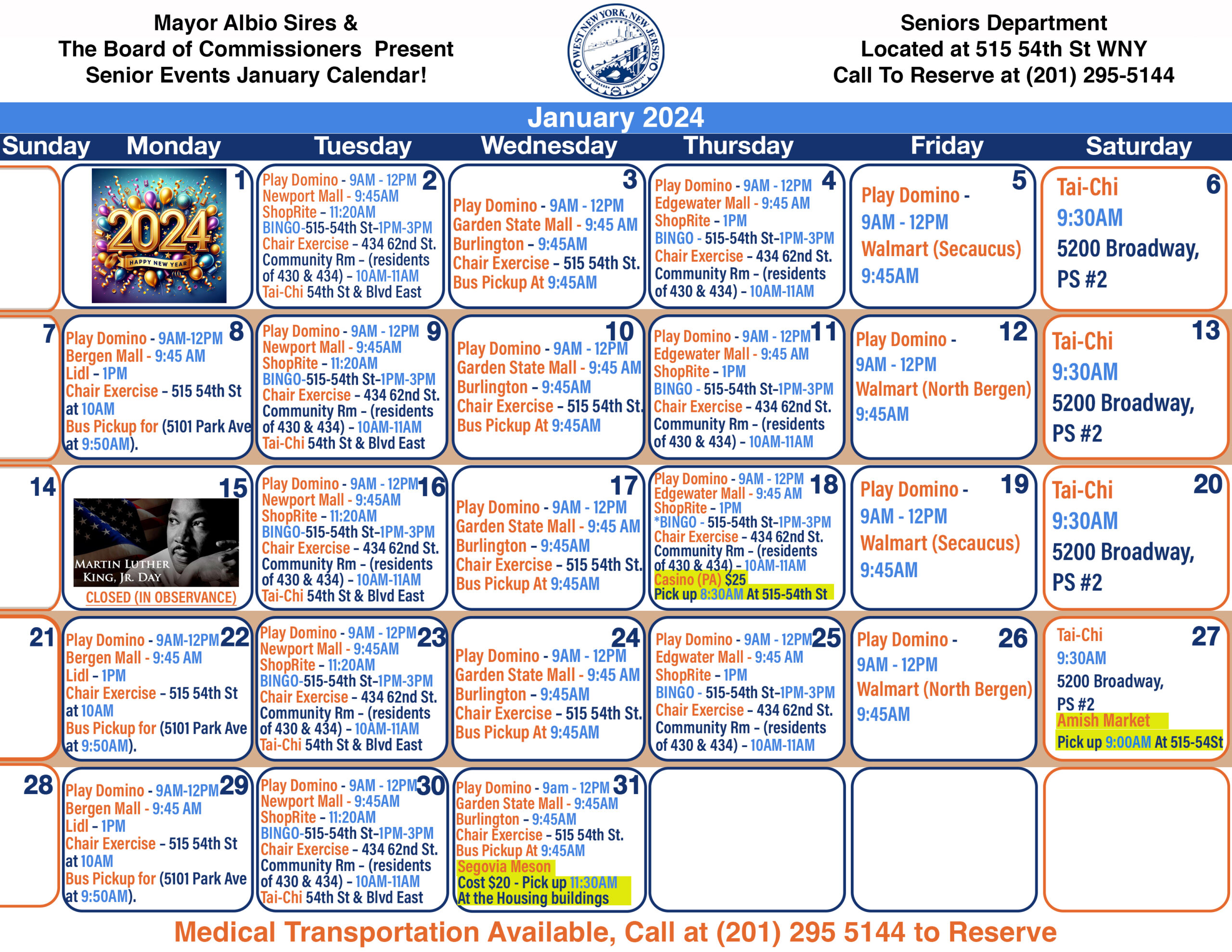 Senior Trips, Activities & Events Calendar 2024 Senior Trips, Activities & Events Calendar 2024