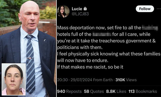 Tory Wife's Jail Sentence Confirmed After Southport Migrant Comments Tory Wife's Jail Sentence Confirmed After Southport Migrant Comments