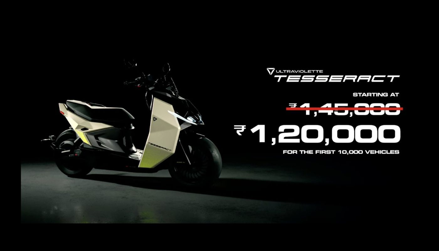 Ultraviolette Tesseract: Electric Scooter Launched At ₹1.2 Lakh - 261 Km Range & 20.1 BHP Ultraviolette Tesseract: Electric Scooter Launched At ₹1.2 Lakh - 261 Km Range & 20.1 BHP